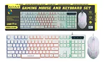 Kit Teclado Semi Mecanico Mouse Gamer Usb Branco Luzes Rgb