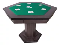 Mesa Carteado Poker Sextavada C/ 2 Gavetas Em Mdf Revestida Cor Do Pano Verde