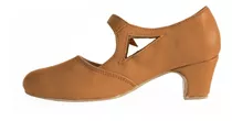 Zapatos De Folclore Y Español En Cuero Camel