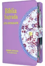 Bíblia Sagrada Capa Artesanal C/ Harpa Letra Hiper Gigante - Lilás