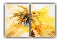 80x60cm Set 2 Cuadros Hermoso Calidez A Palm Tree Yellow Col