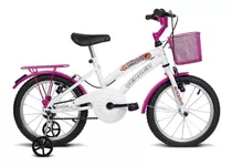 Bicicleta Infantil Aro 16 Breeze Branco E Pink C/ Rodinhas