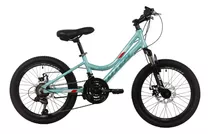 Mountain Bike Infantil Totem Elise R20 12  21v Frenos De Disco Mecánico Cambios Shimano Tourney Color Celeste/rojo/blanco Con Pie De Apoyo