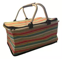 Bolso Termico Plegable Lineas Verdes Cooler Canasta Picnic