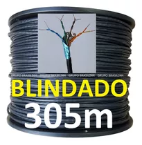 Cabo Rede Cat5e 305m Ftp Blindado Preto Lan Internet Connect