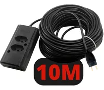 Extensão Elétrica Tomada 10 Metros Pino Grosso Pino Fino Cor Preto 127v/220v