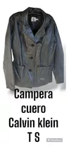 Campera Cuero Vacuno Calvin Klein Saco Mujer A La Cintura Ts