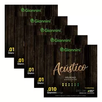 Kit 5 Encordoamento Violão Giannini Acústico Geswa12 65/35