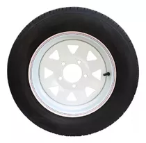 Llantas 5x114 Aro 14 Blanca Con Neumatico Y Cono Cromado