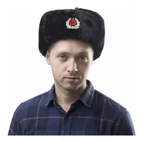 Russian Cap Shapka Ushanka (black, Medical 60) Cap