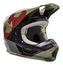 Casco Moto Niño V1 Bknr Camo Verde Fox