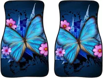 Blue Butterfly 2pcs Alfombrillas Para El Piso Del Autom...