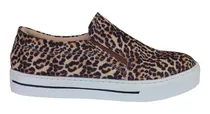 Tênis Slip On Feminino Iate Animal Print Onça Flatform 