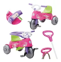 Motoca Infantil Triciclo Rosa C/ Assento Ajustável E Haste 