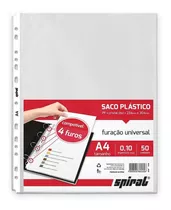 Saco Plástico Pp A4 Furação Universal 0,10mm 410-50