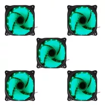 Kit 5 Fan Cooler Gamer Led Verde 120x120mm