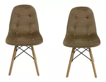 Kit 2 Cadeiras Charles Eames Botone Em Veludo Base Made