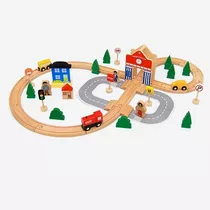 Pista De Trenes En Madera 50 Piezas | Little Market