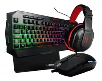 Kit Gamer Teclado + Mouse + Headphone + Mouse Pad - Lehmox Cor Do Mouse Preto Cor Do Teclado Preto