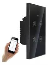 Apagador Inteligente Wifi Touch 4 Botones Negro Alexa/google