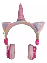 Headphone De Ouvido Sem Fio Infantil Unicórnio Bluetooth P2 Cor Rosa Pink Luz Colorido