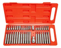 Set Kit Puntas Torx Hexagonal Estriada 41 Piezas Acero Cromo