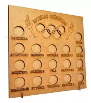 6 Quadro Colecao Moedas Olimpiadas 23,5x4x24,5 Mdf Madeira