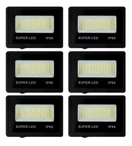 Kit 6 Refletor Led 100w Holofote Smd Prova Dágua Ip66 6500k