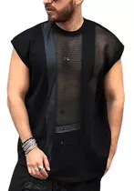 Camisetas Sin Mangas Malla Transparente Sexy Moda Hombres