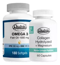 Colágeno Marino Con Magnesio 60cap Omega 3 180cap Qualivits Sabor Natural