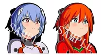 Sticker 3d Movimiento Anime Evangelion Rei Asuka Waifus Eva