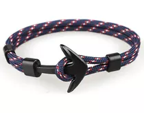 Bracelete Pulseira Pingente De Âncora Corda De Navio Azul