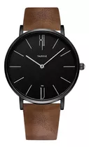 Relógio Masculino Yazole Marrom Ultrafino + Caixa