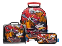 Mochila Hot Wheels + Lonchera + Cartuchera 24.6htw2015 Rojo