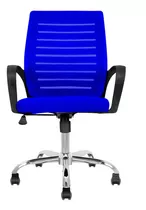 Silla Oficina Ergonomica Ejecutiva Marca Silleti Modelo Boston Base Cromada Giratoria Reclinable Tapizada En Malla Color Azul