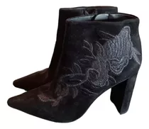 Botas Paruolo Gamuza De Mujer,caña Corta,taco Cuadrado 36