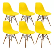 Kit 6 Sillas Eames / Comedor, Restaurante/ Estructura De La Silla Amarillo