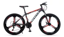 Mountain Bike Lagom Macce Mtb-058 R26 21v Bicicletas Montañas Doble Suspensión Disco Mecánico Color Negro Rojo