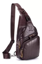 Pechera Mochila Morral Hombre Cuero Genuino 