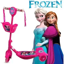 Patinete Infantil Frozen Rosa Com Cesta Musical