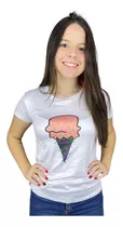 Camiseta T Shirt Feminina Manga Curta Blusa Tamanho Único