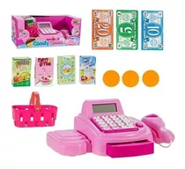 Máquina Caixa Registradora Infantil E Acessórios 15peças+ Cor Rosa