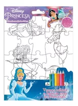 Princesas Disney - Diversão Com Quebra-cabeça E Lápis De Cor
