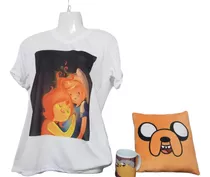 Camiseta Hora De Aventura Personalizadas Combo Cojín Y Taza 