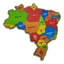 Mapa Do Brasil Madeira Mdf Grande Estados E Regiões Infantil