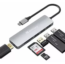 Hub Usb C 6 En 1 Hdmi 4k Usb 3.0 Lecor Sd/tf