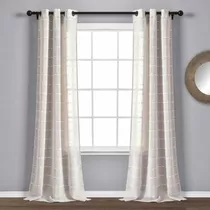 Farmhouse Textured Grommet Sheer Window Curtain Panel P...