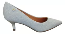 Zapatos Stilettos Vizzano Mujer Plateados Glitter Taco Bajo 