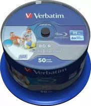 50 Mídias Verbatim Blu-ray 25gb 6x Printable Bd-r