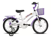 Bicicleta  De Passeio Infantil Verden Breeze Aro 16 Freios V-brakes Cor Branco/lilás Com Rodas De Treinamento